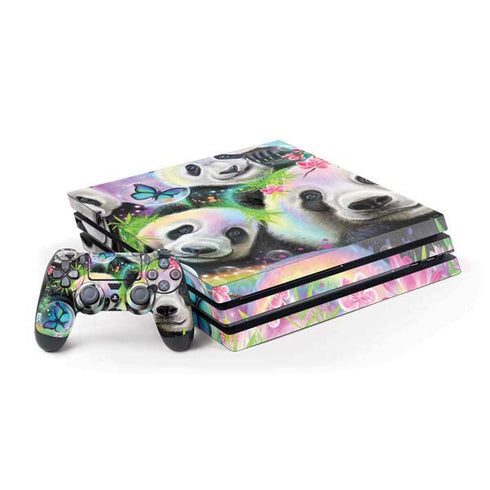 Rainbow Pandas with Butterflies by Sheena Pike PlayStation PS4 Skins